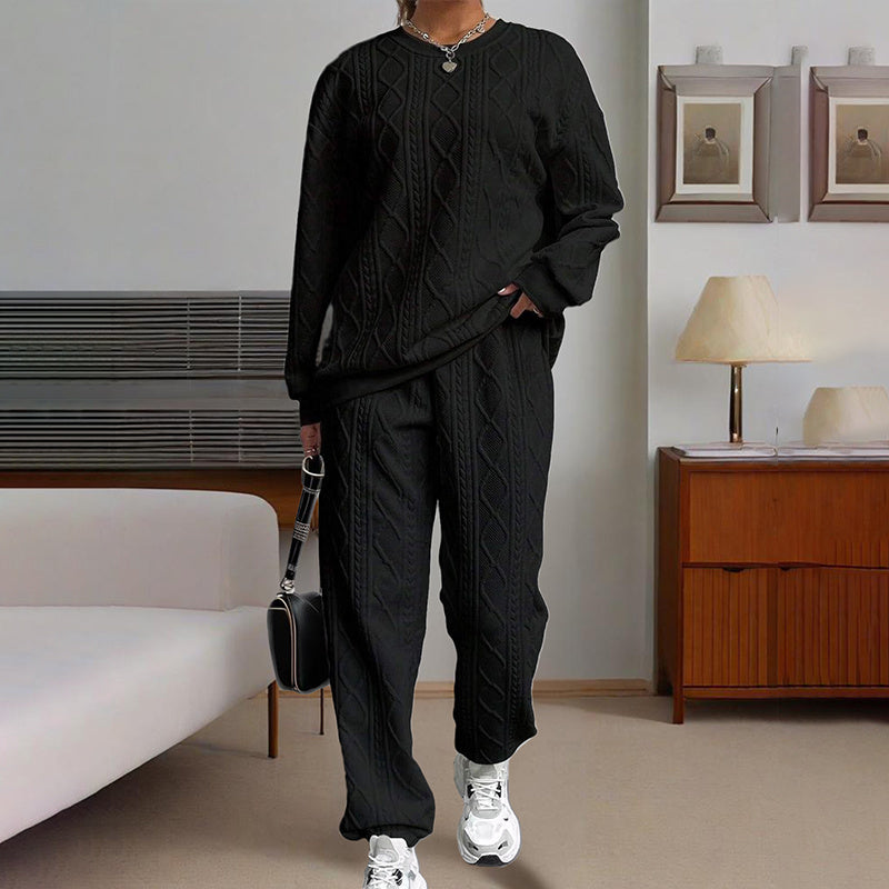 Women's Vacation Ribbed Casual Loungewear Set