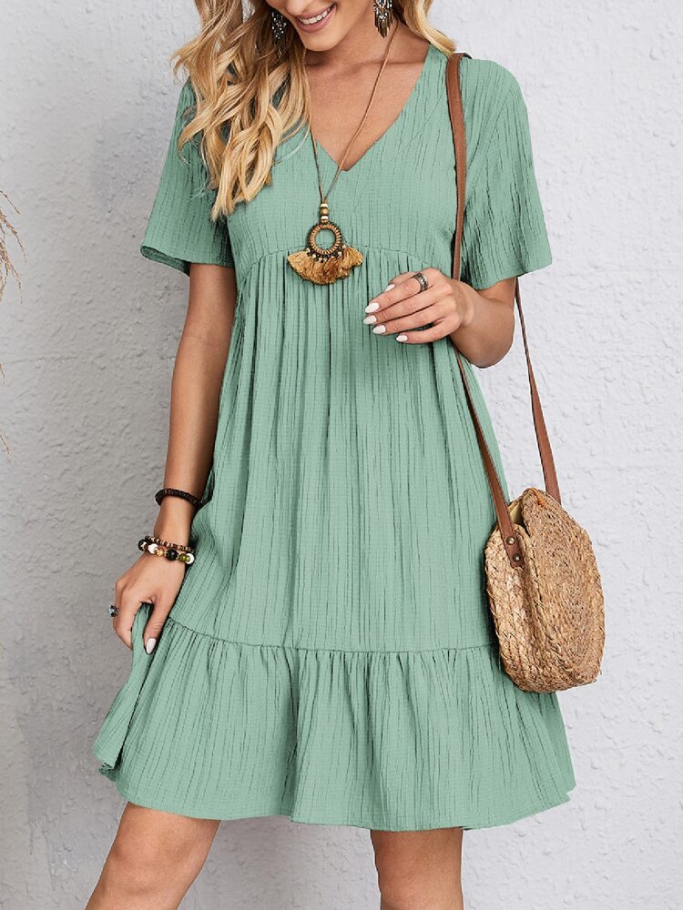 Women Babydoll Summer Fashion Ruffled Beach Dress