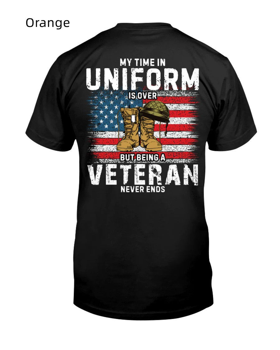 Men's American Veteran Flag Casual Printed T-Shirt