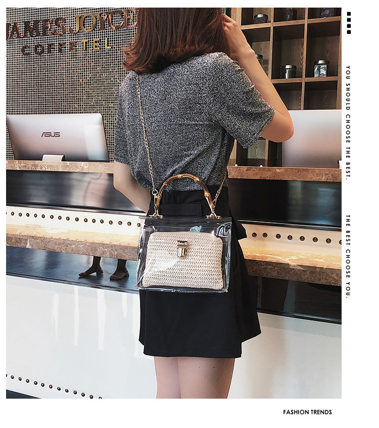Women's Travel Bamboo Knot Woven Bag