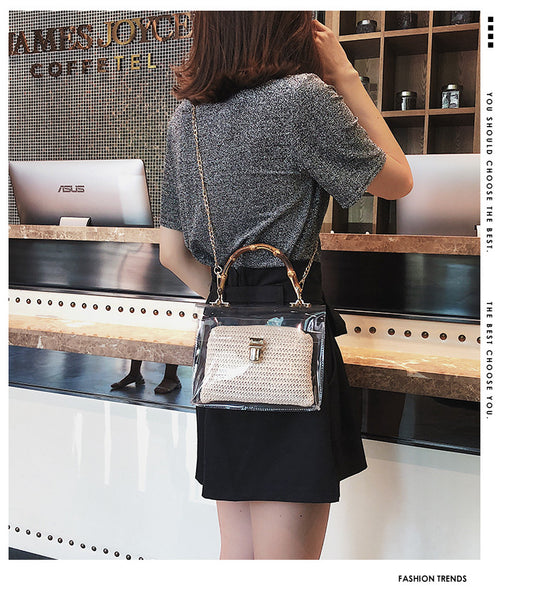 Women's Travel Bamboo Knot Woven Bag