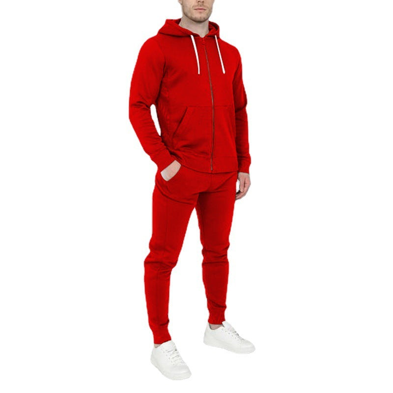 Men Comfort Solid Casual Hooded Set