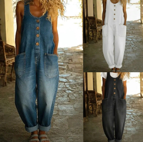 Women's Retro Buckle Up Overalls
