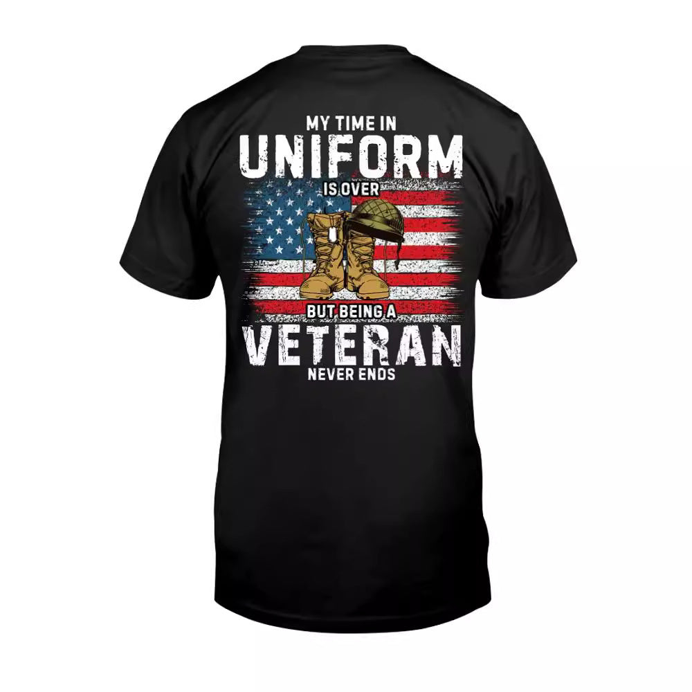 Men's American Veteran Flag Casual Printed T-Shirt