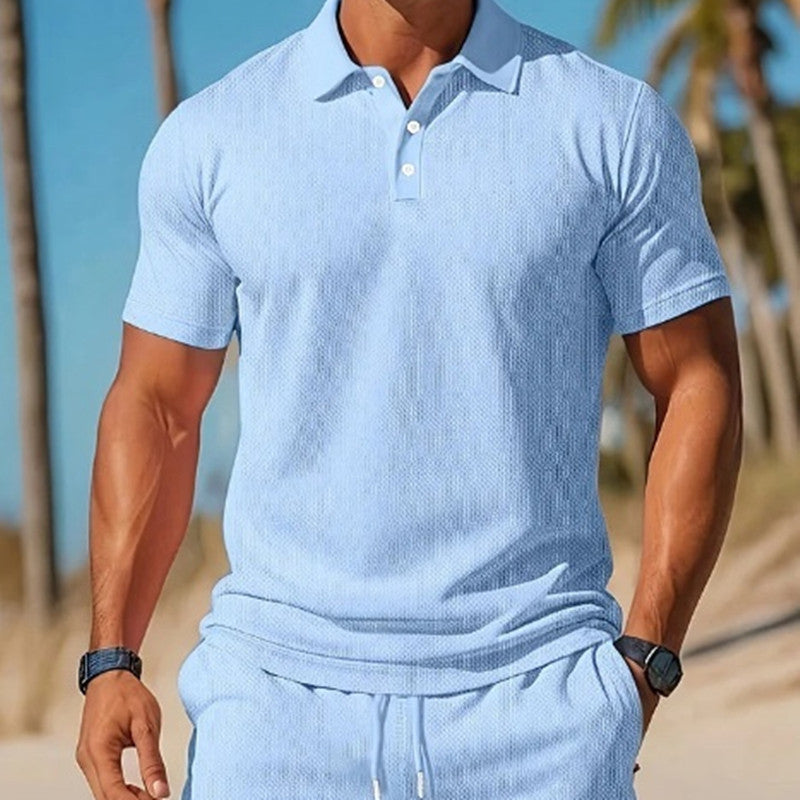Men's Casual Beach Lapel Summer Comfortable Shorts Set