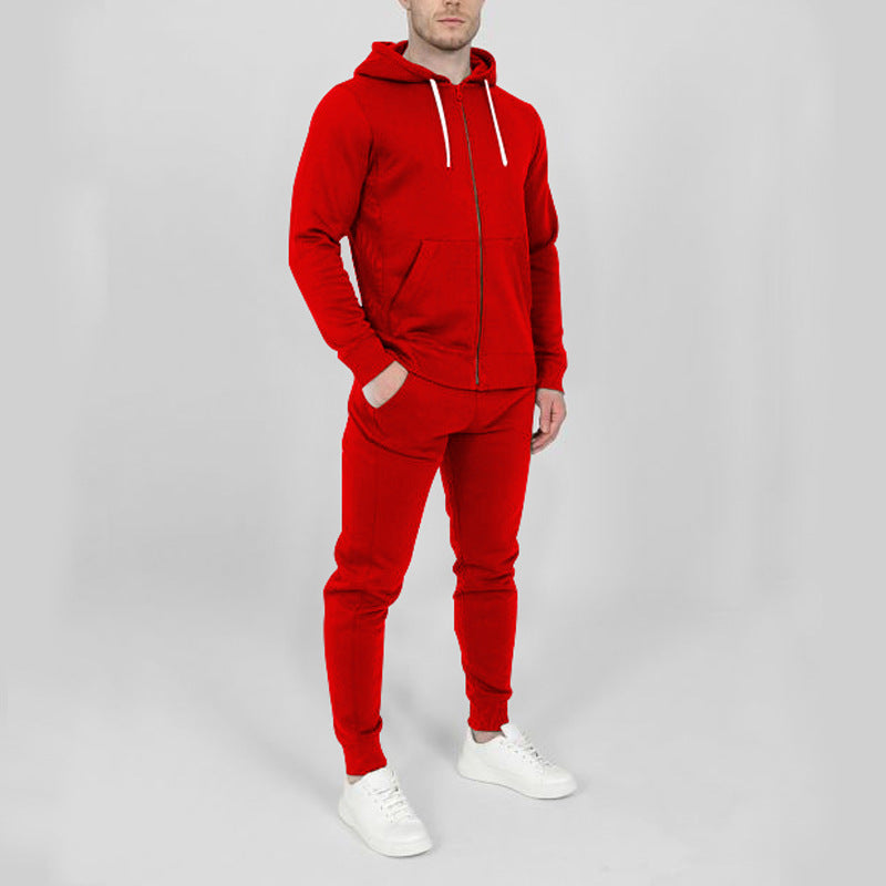 Men Comfort Solid Casual Hooded Set