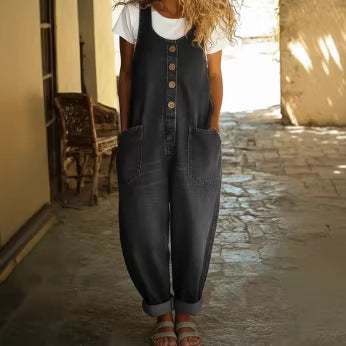 Women's Retro Buckle Up Overalls