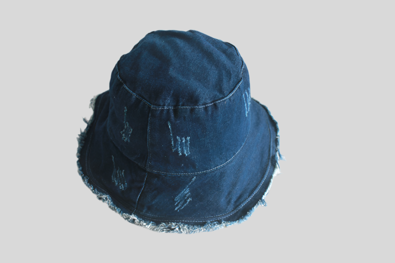 Women Summer Sunshade Raw Edge Denim Bucket Hat