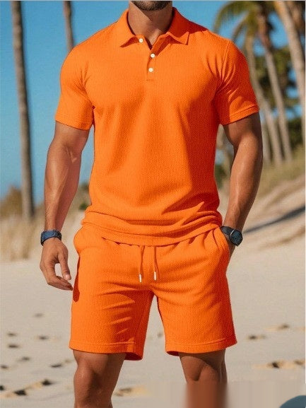 Men's Casual Beach Lapel Summer Comfortable Shorts Set