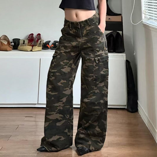 Women Loose Camo Pocket Trousers