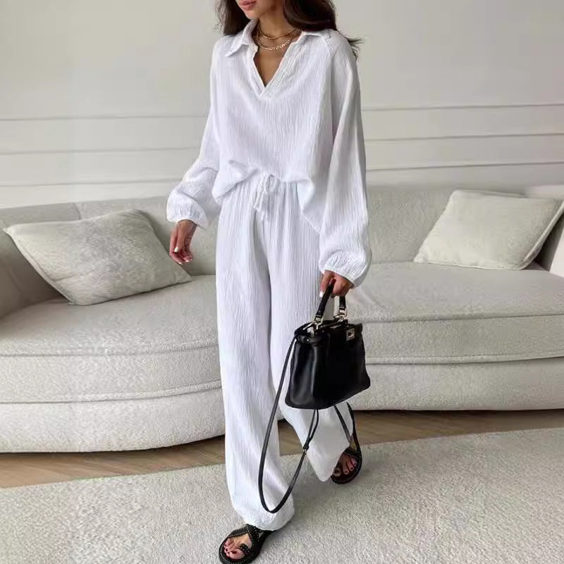 Women’s Elegant Casual Top And Trousers Suit