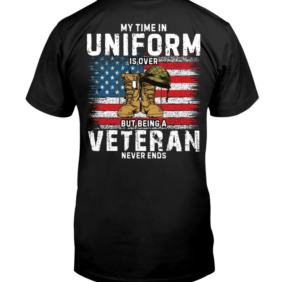 Men's American Veteran Flag Casual Printed T-Shirt