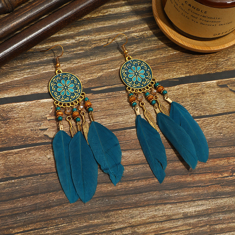 Women Tribal Feather Temperament  Earrings