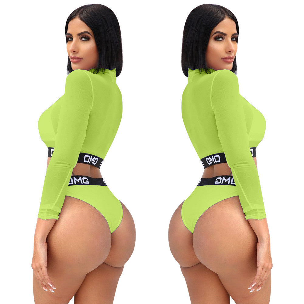 WomeiOMG Bikini Mesh Three-piece Set