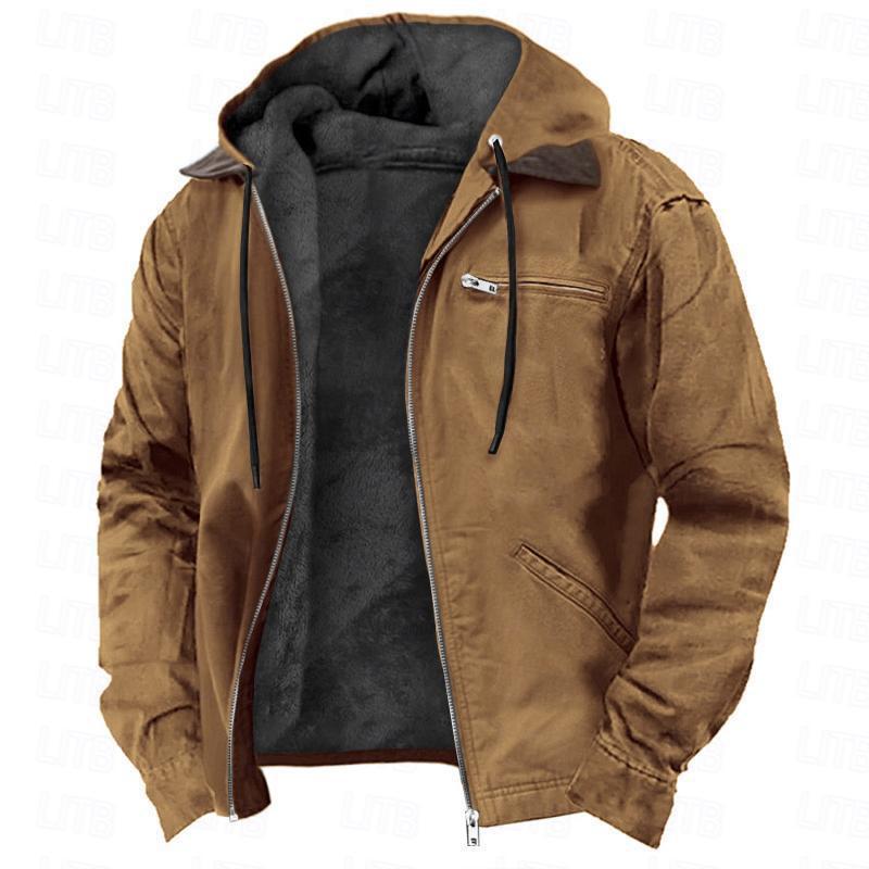 Men Winter Hooded Fashion Fleece Jacket