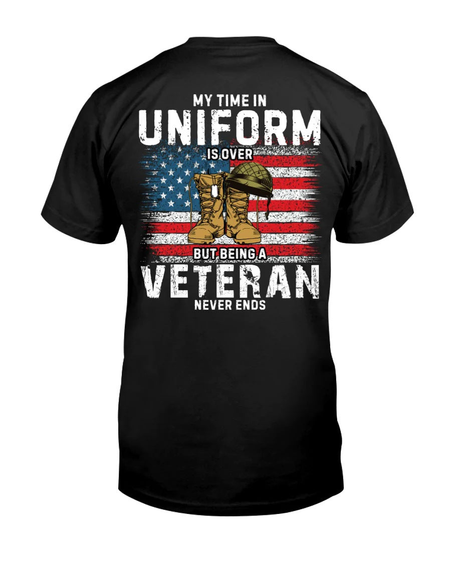Men's American Veteran Flag Casual Printed T-Shirt
