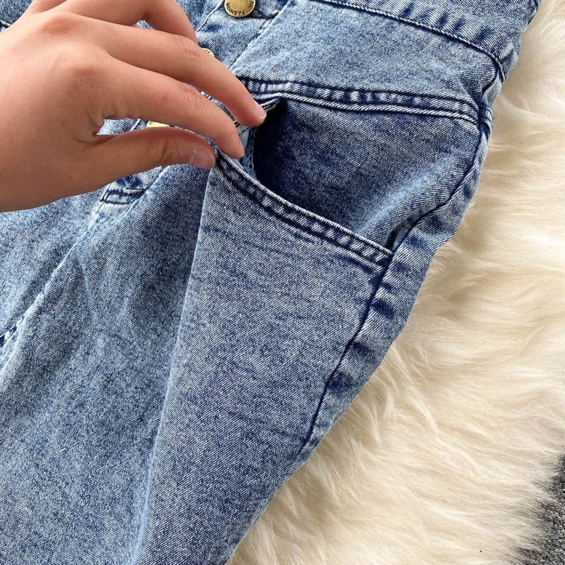 Women Camisole high waist denim skirt