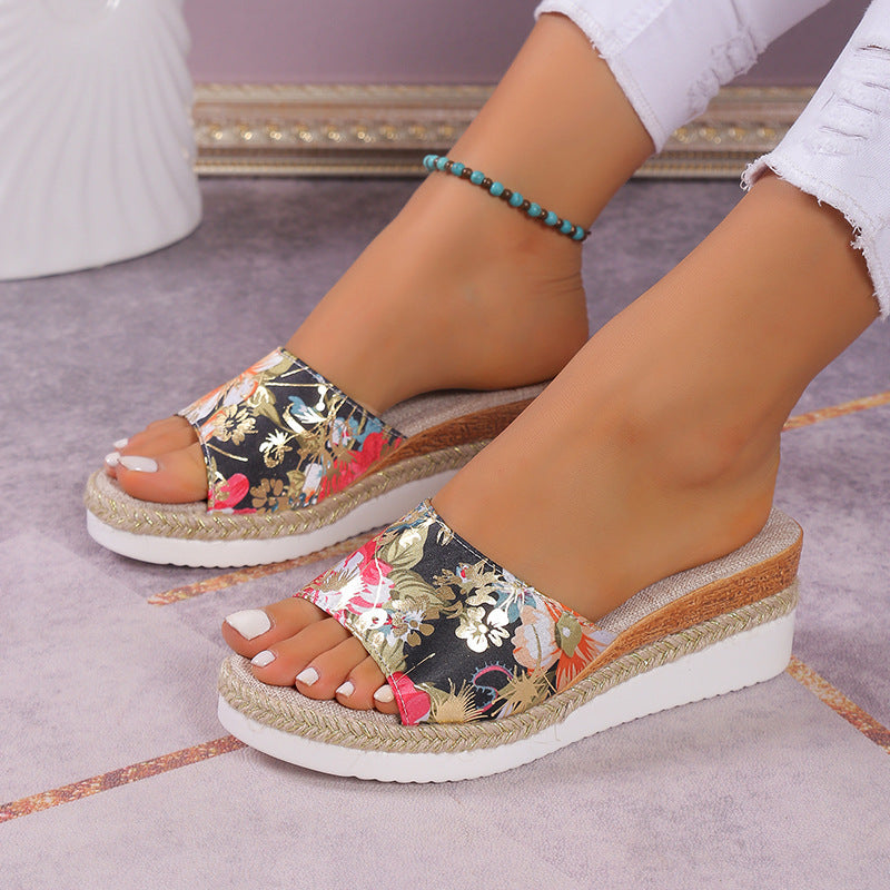 Women's Fashion Platform Vintage Floral Sandals