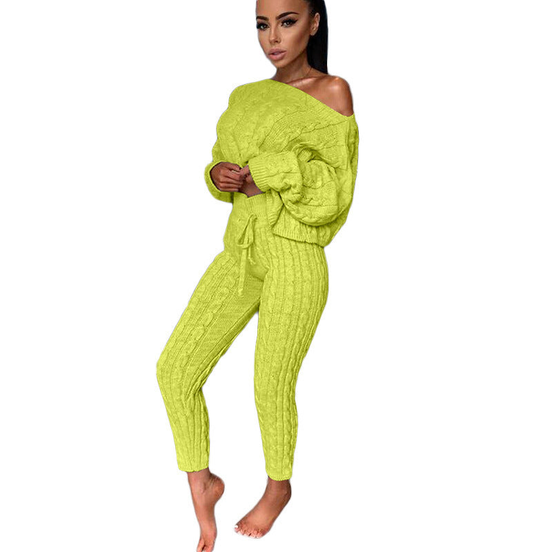 Women Autumn Nights Comfort Me Knitted Two Piece Set
