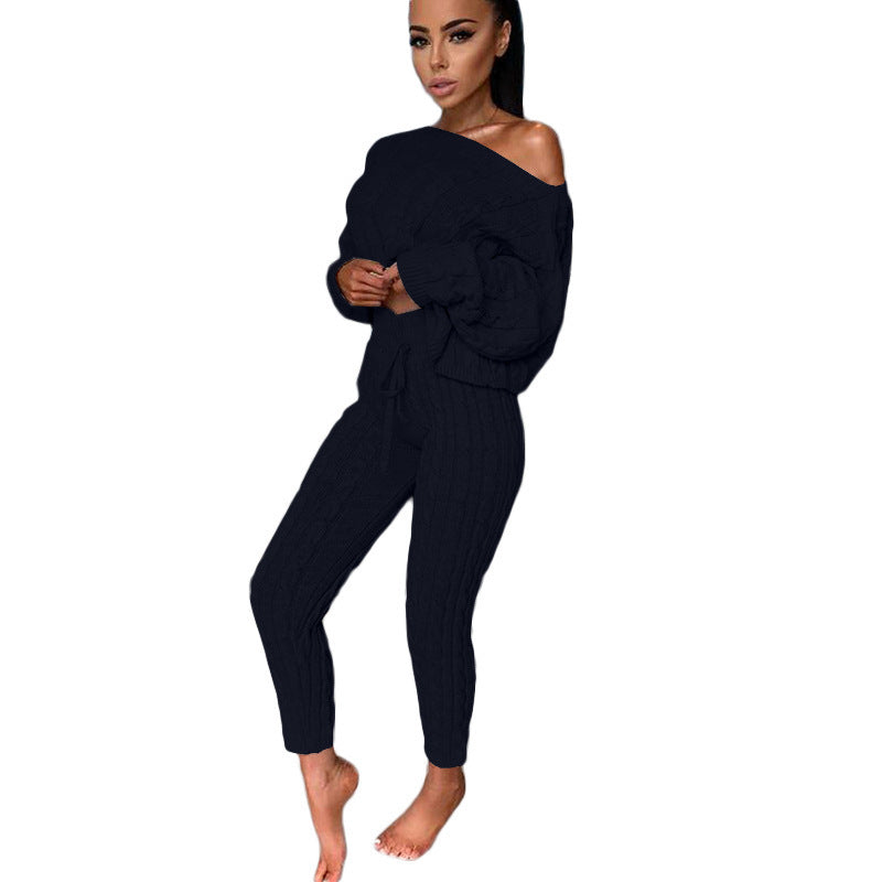 Women Autumn Nights Comfort Me Knitted Two Piece Set