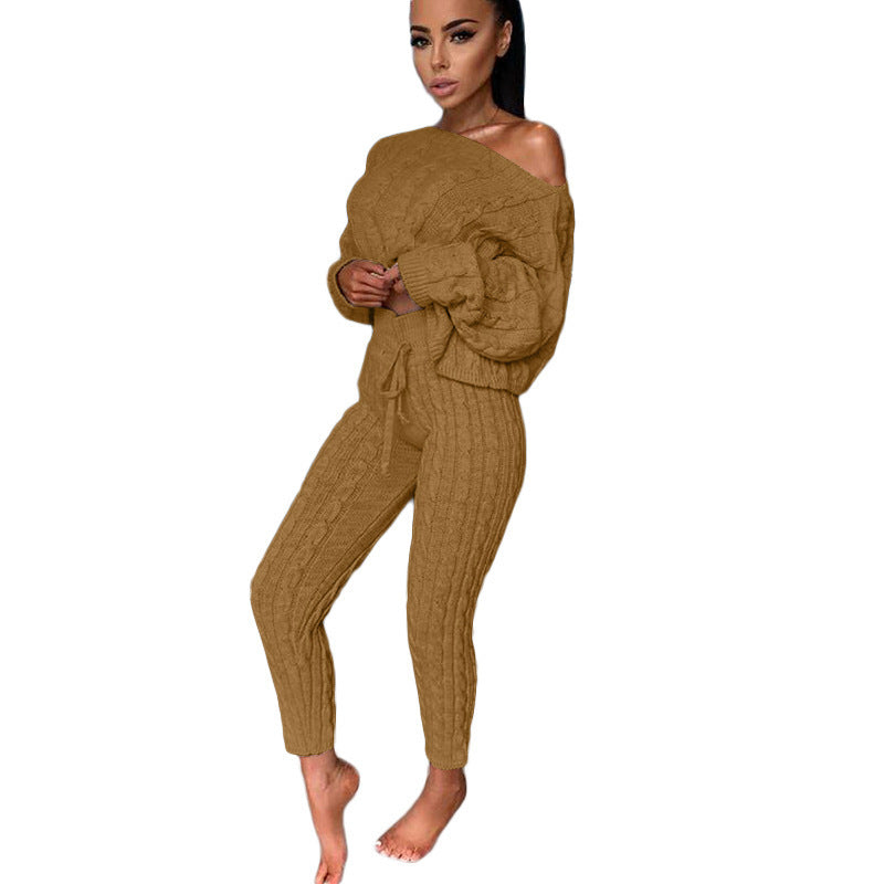 Women Autumn Nights Comfort Me Knitted Two Piece Set