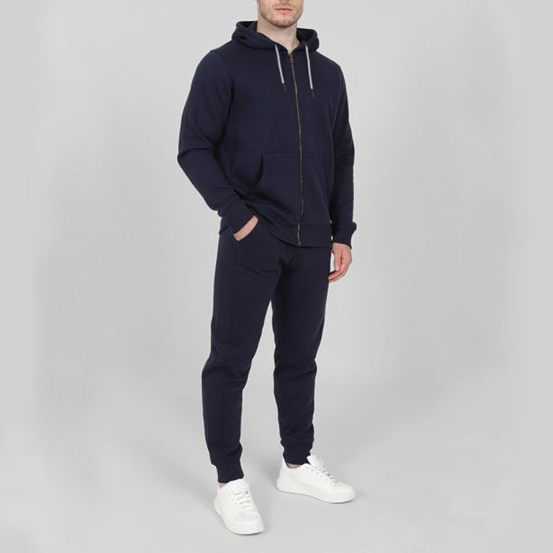 Men Comfort Solid Casual Hooded Set