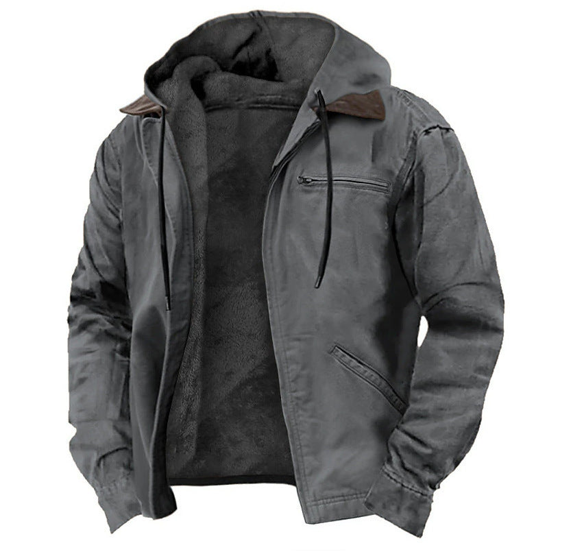 Men Winter Hooded Fashion Fleece Jacket
