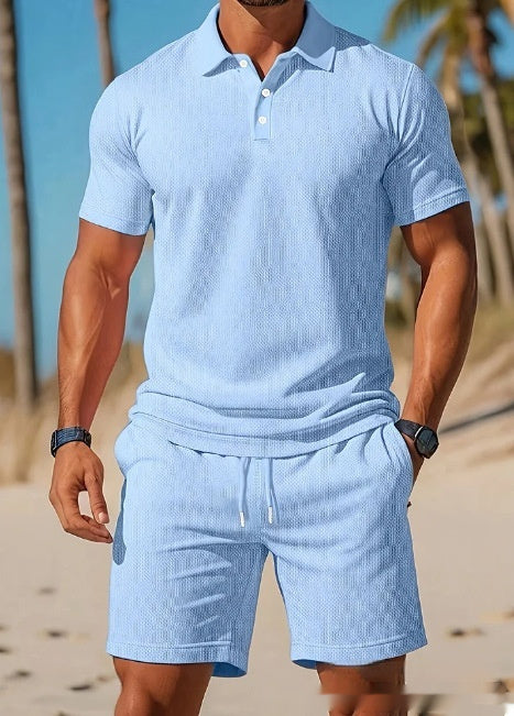 Men's Casual Beach Lapel Summer Comfortable Shorts Set