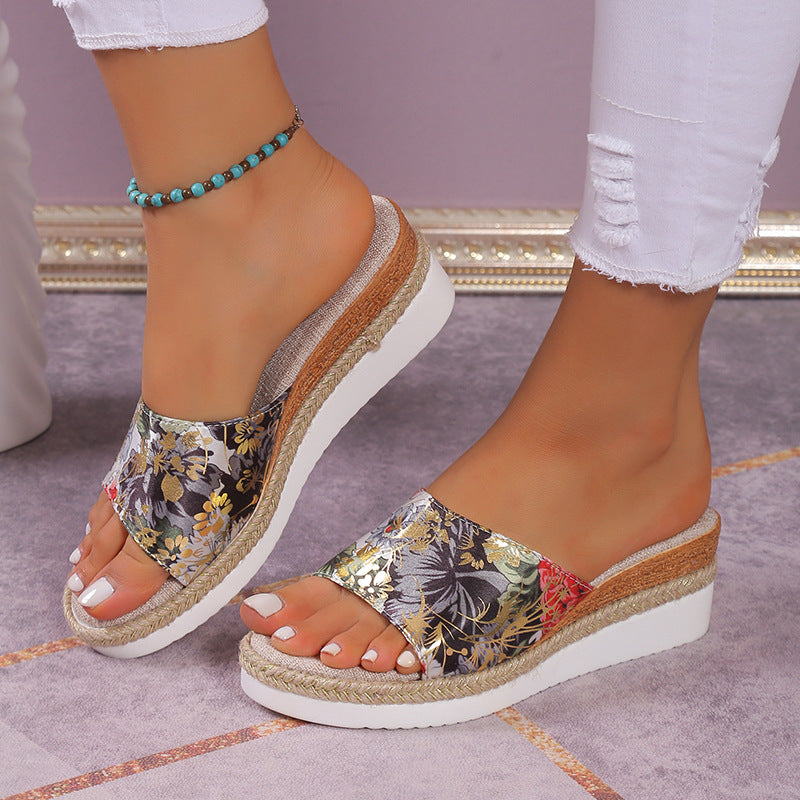 Women's Fashion Platform Vintage Floral Sandals