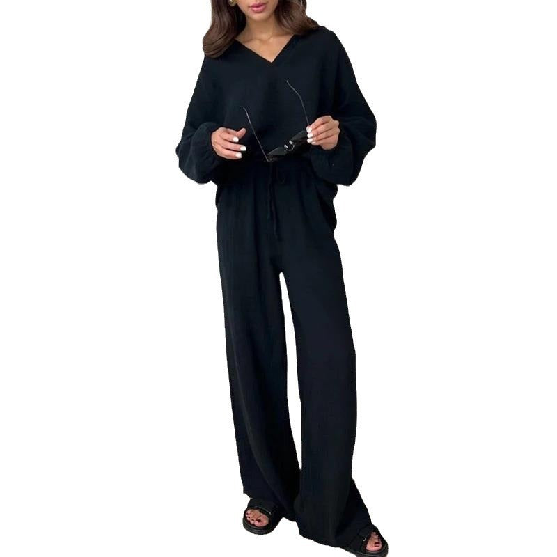 Women’s Elegant Casual Top And Trousers Suit