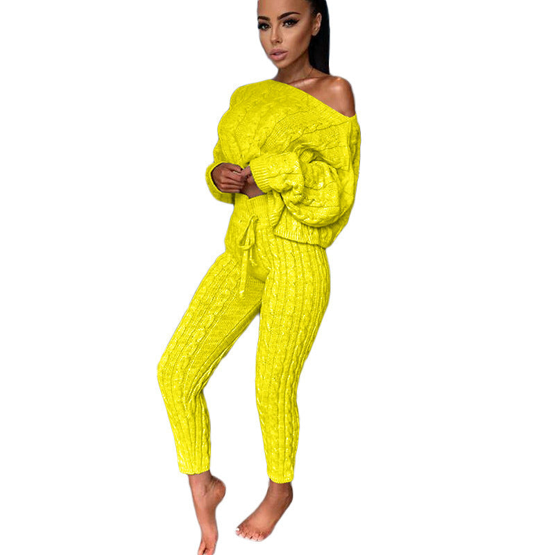 Women Autumn Nights Comfort Me Knitted Two Piece Set