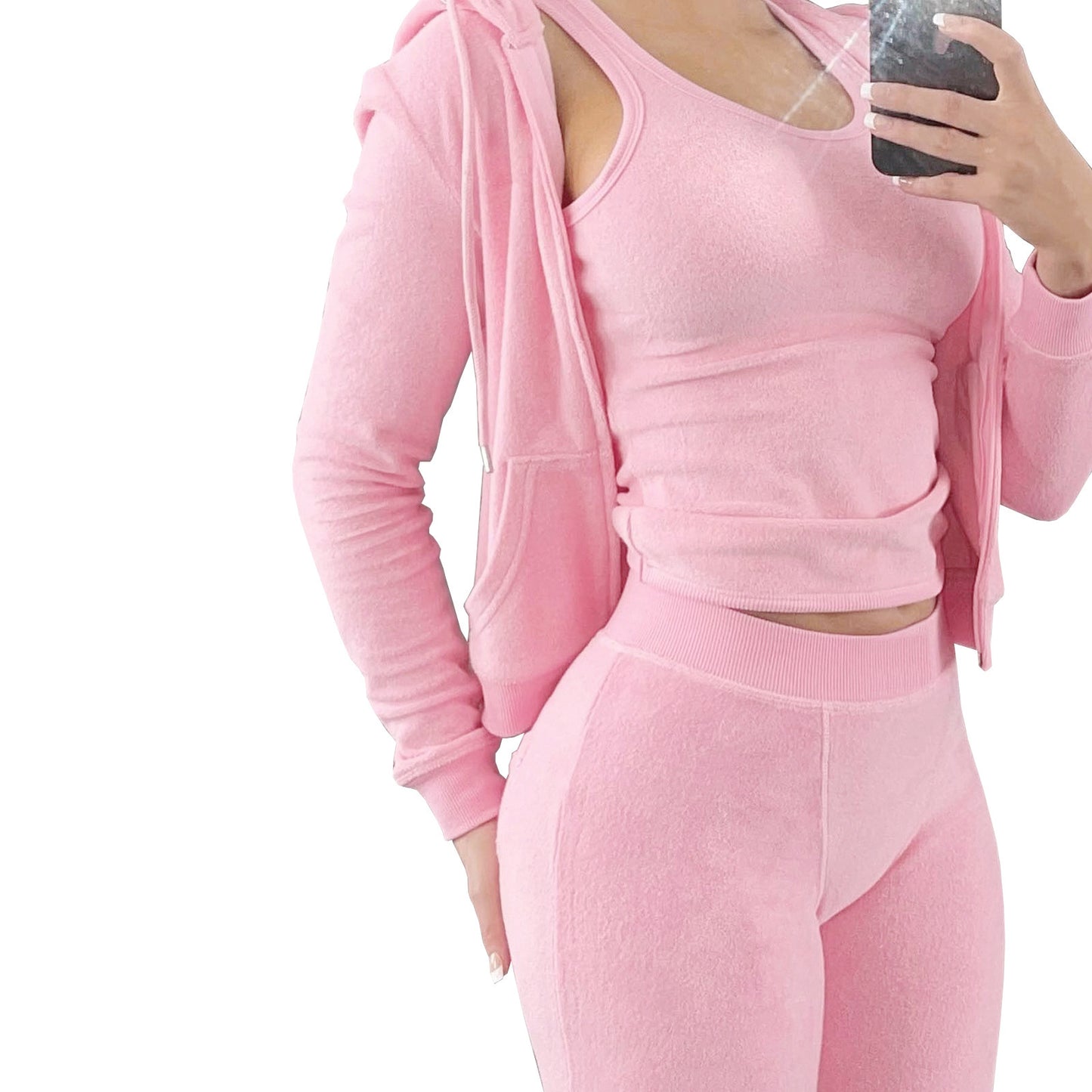 Women Hooded Three-piece Jogger Set