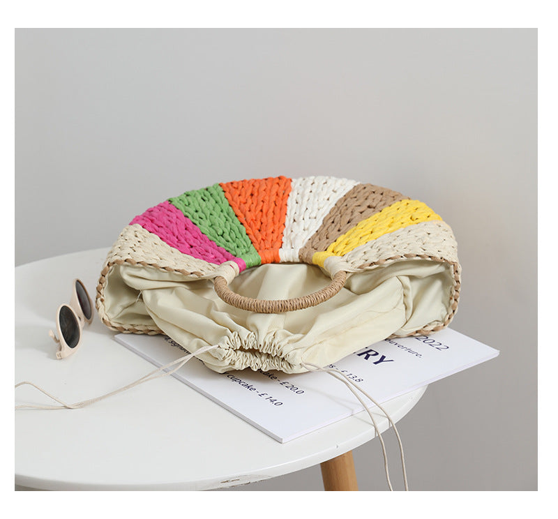 Beach Vacation Rainbow Straw Bag