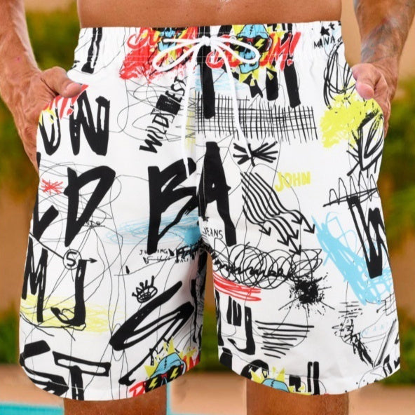 Men Hot Spring Graffiti Swim Shorts
