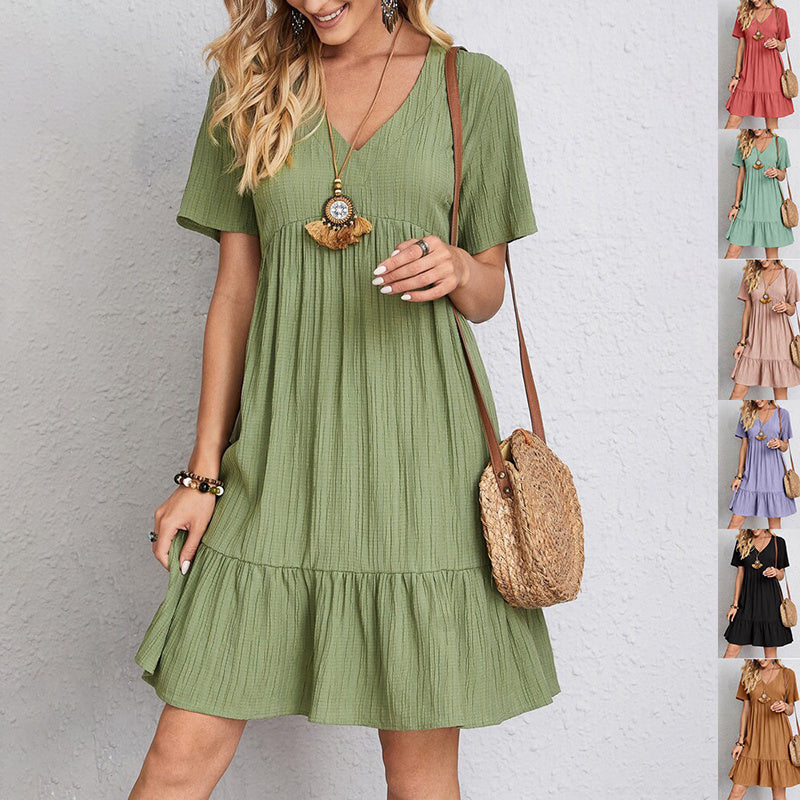 Women Babydoll Summer Fashion Ruffled Beach Dress