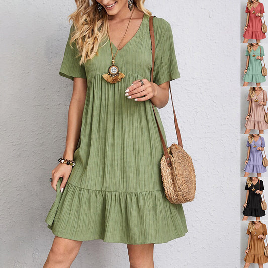 Women Babydoll Summer Fashion Ruffled Beach Dress