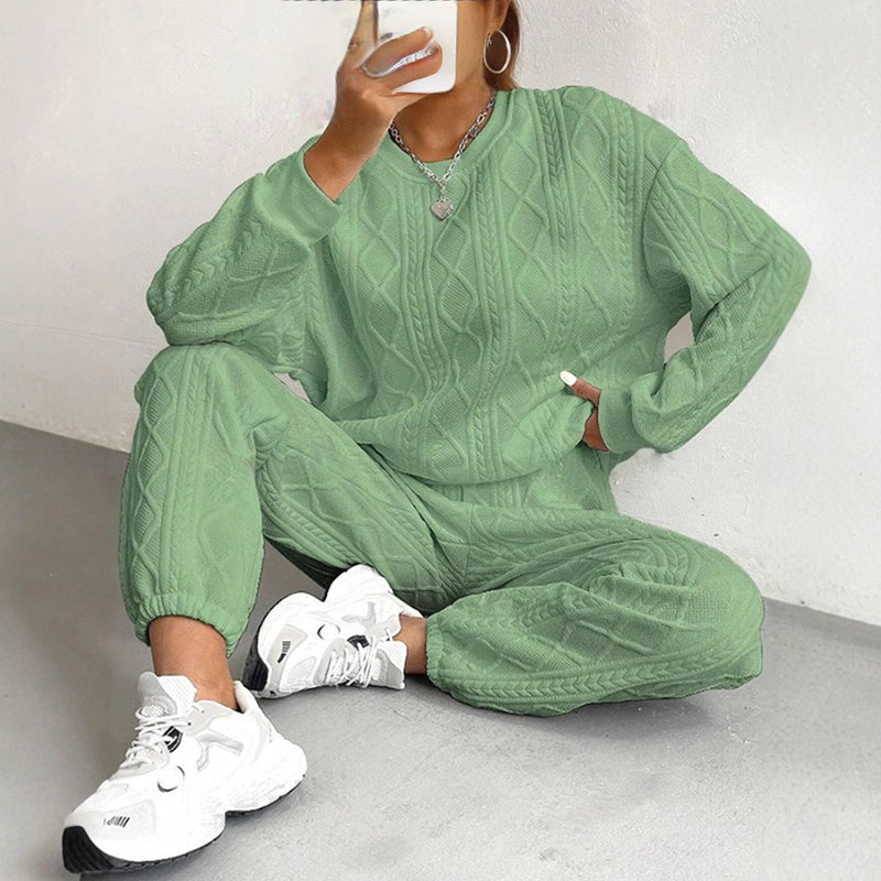 Women's Vacation Ribbed Casual Loungewear Set