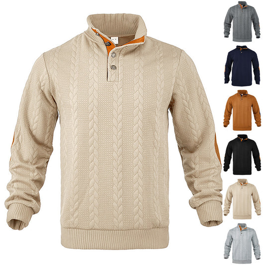 Men’s Jacquard Buckle Embroidered Patch Sweater