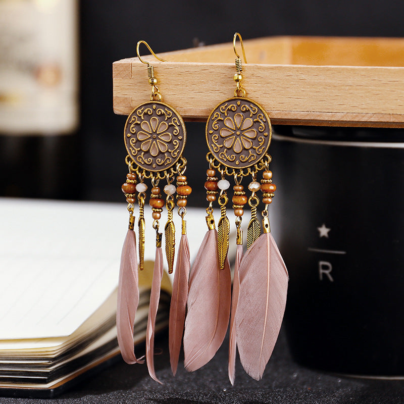 Women Tribal Feather Temperament  Earrings