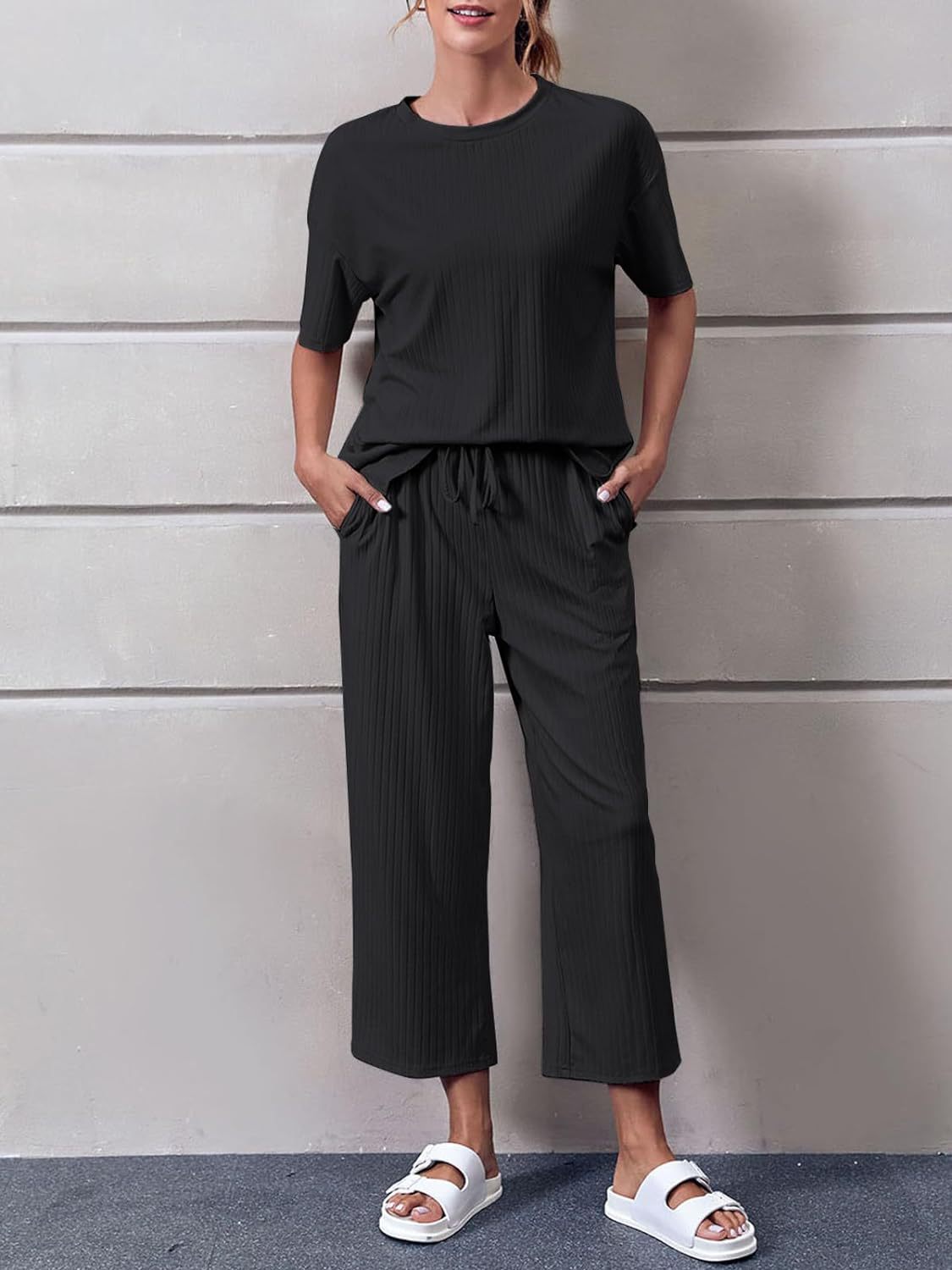 Women’s Relaxed Casual Cropped Pants Set