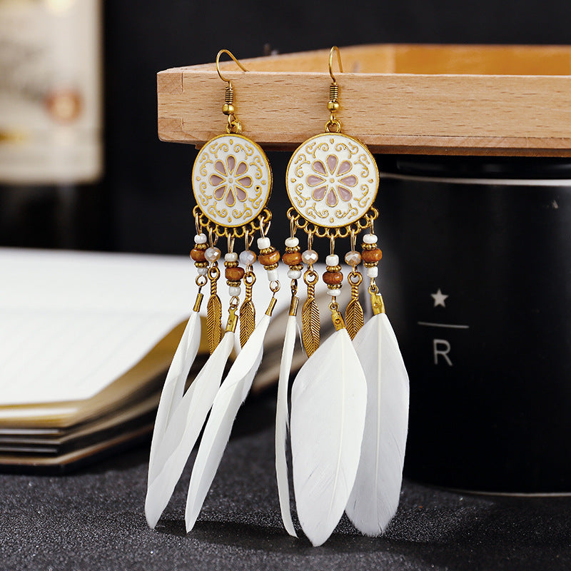 Women Tribal Feather Temperament  Earrings