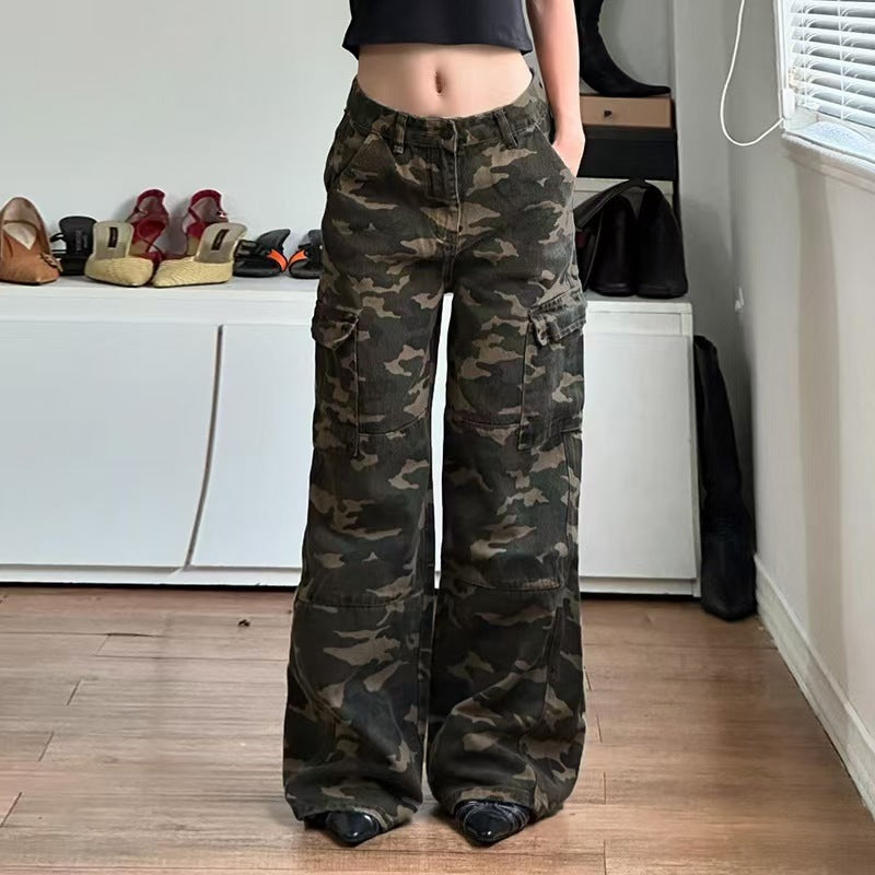 Women Loose Camo Pocket Trousers