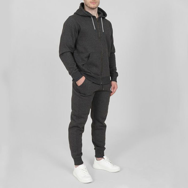 Men Comfort Solid Casual Hooded Set