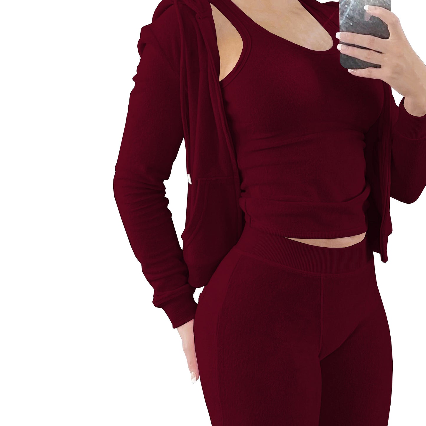 Women Hooded Three-piece Jogger Set