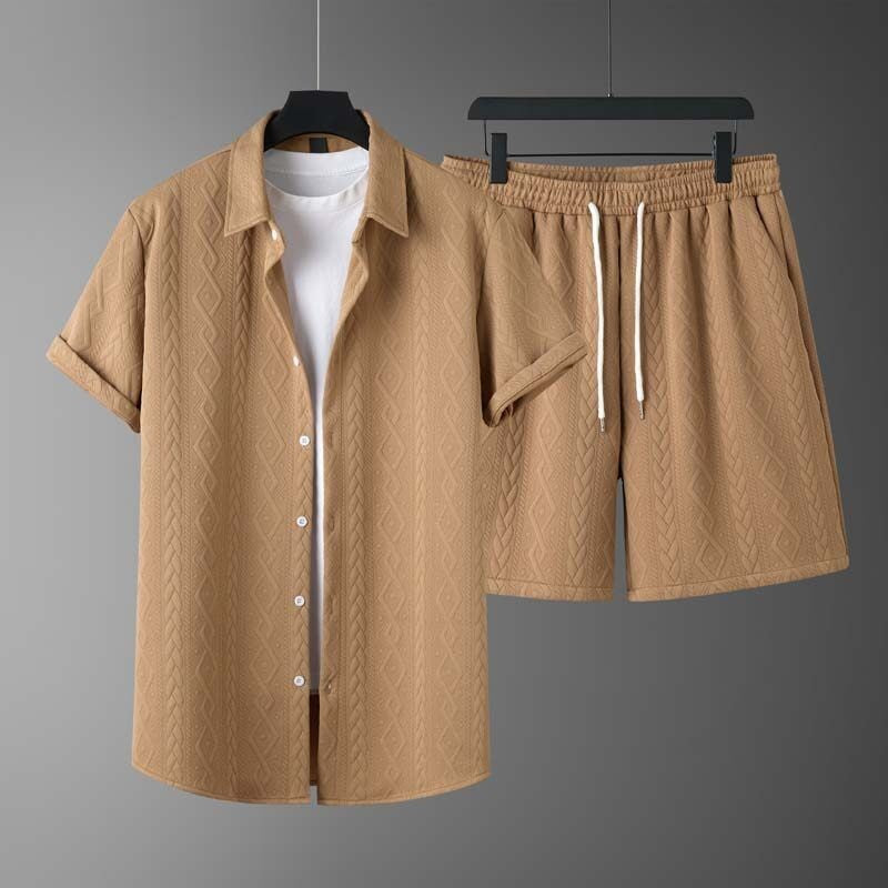 Men's Diamond Patterned Lounge Shorts Set