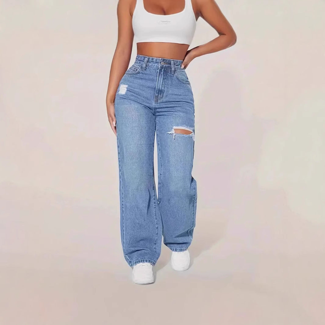 Women's American Washed Denim Trousers