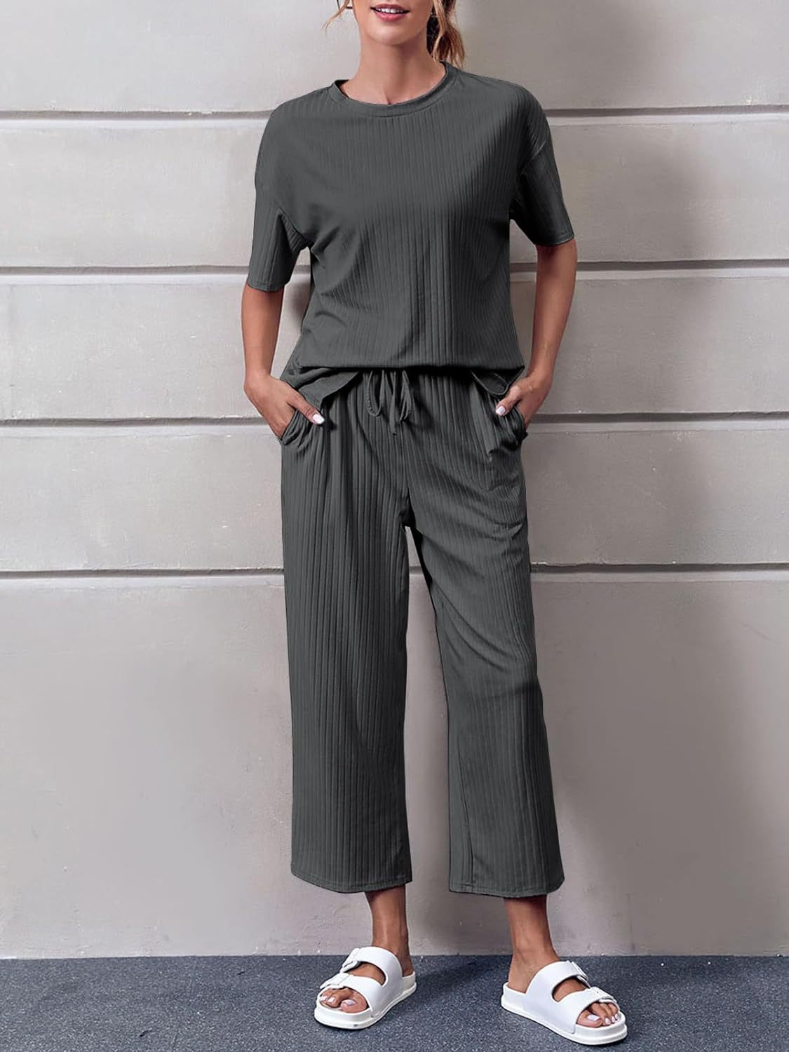 Women’s Relaxed Casual Cropped Pants Set