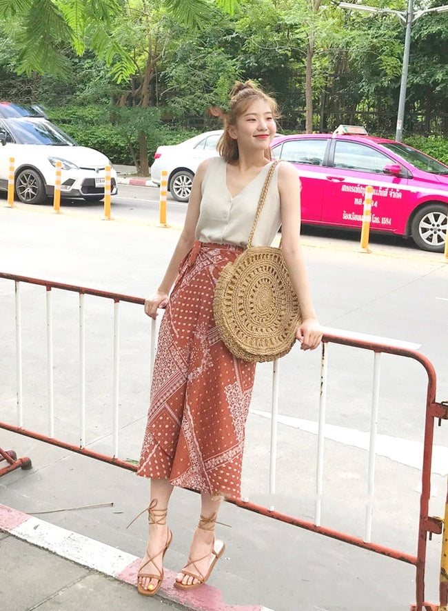 Fashion Flower Casual Women's Woven Shoulder Beach Bag