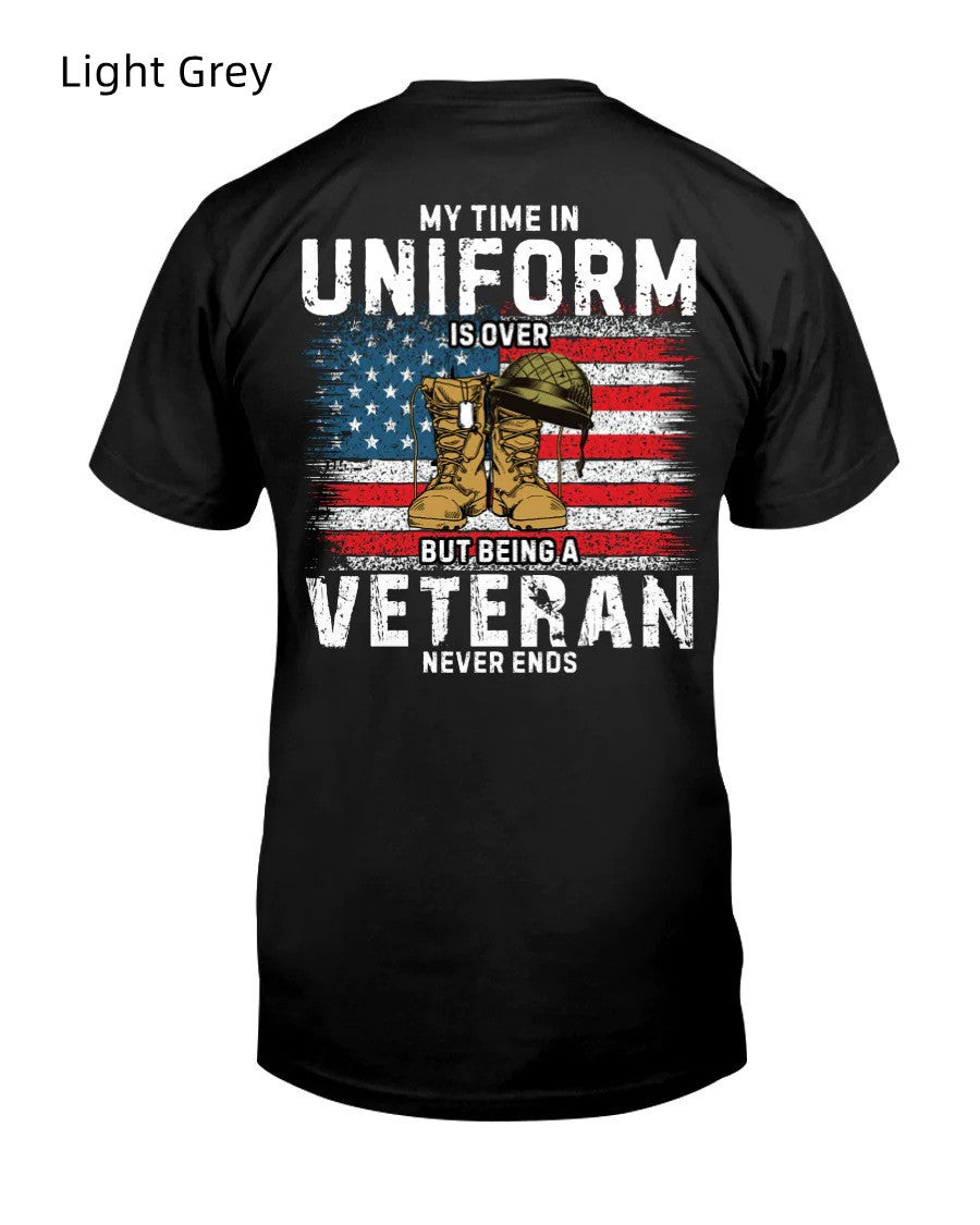 Men's American Veteran Flag Casual Printed T-Shirt