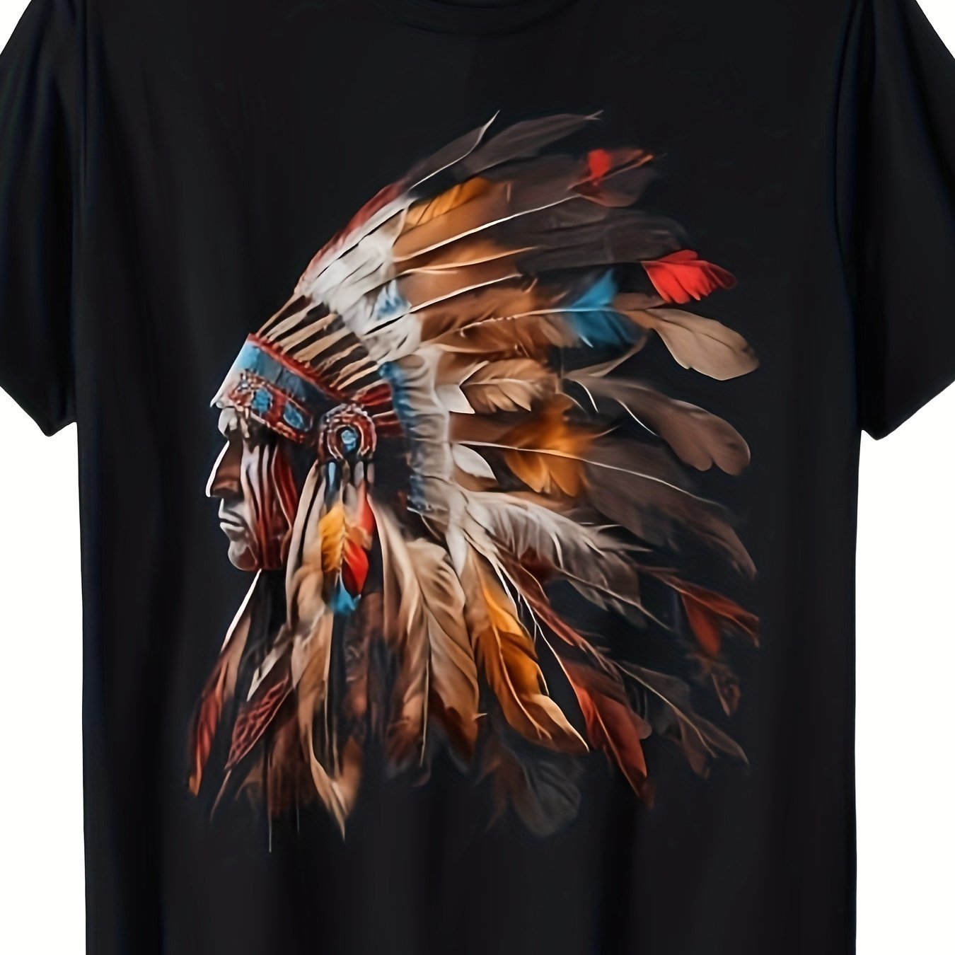 Men Summer Indian Head Pattern T-shirt